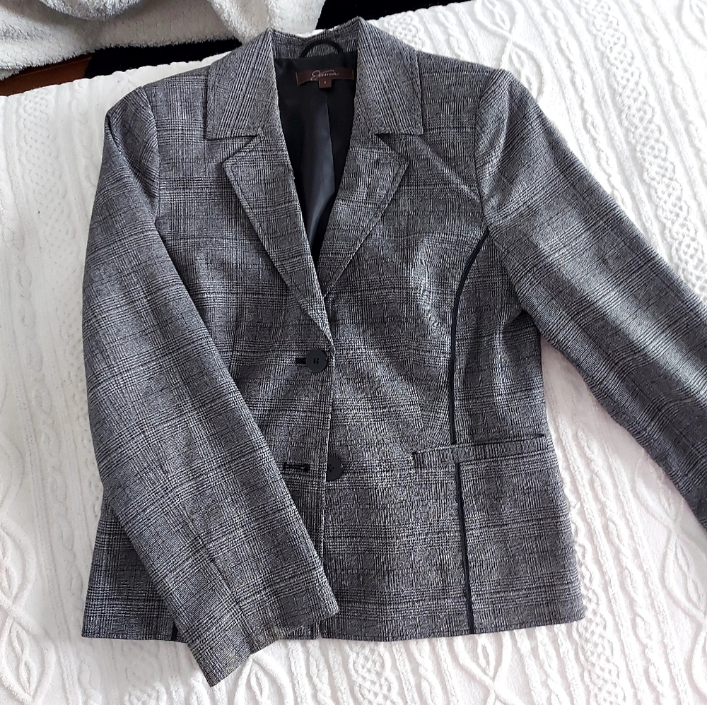 Vintage Gray Plaid Blazer.